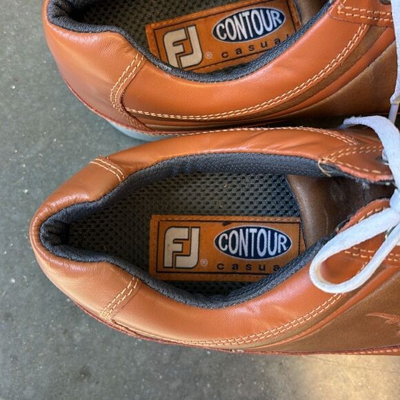 FootJoy Countour Casual 10.5 golf shoes UT logo orange brown - Picture 4 of 13